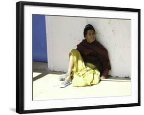 Old Woman Sitting Against a Wall, Nepal-David D'angelo-Framed Photographic Print