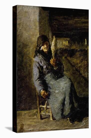 Old Woman Spinning with the Distaff-Biagio Canevari-Stretched Canvas