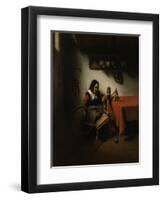 Old Woman Spinning-Nicolaes Maes-Framed Art Print