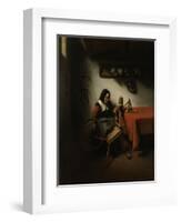 Old Woman Spinning-Nicolaes Maes-Framed Art Print