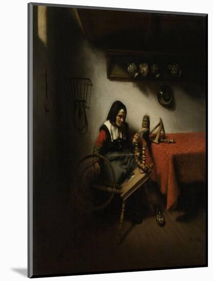 Old Woman Spinning-Nicolaes Maes-Mounted Art Print