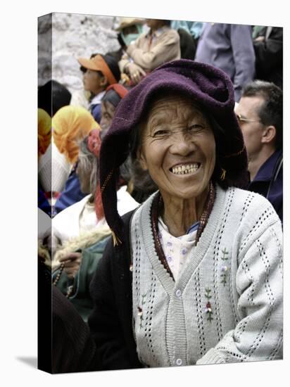 Old Woman, Tibet-Michael Brown-Stretched Canvas