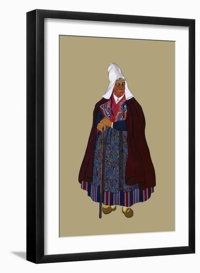 Old Woman with a Cane from Picardy in Vicinity of Amiens-Elizabeth Whitney Moffat-Framed Art Print