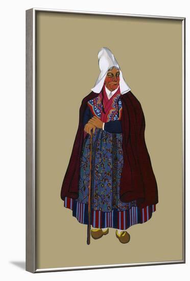 Old Woman with a Cane from Picardy in Vicinity of Amiens-Elizabeth Whitney Moffat-Framed Art Print