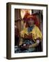 Old Woman with Pipe in Hand-Stitched Molas, Kuna Indian, San Blas Islands, Panama-Cindy Miller Hopkins-Framed Photographic Print