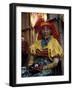 Old Woman with Pipe in Hand-Stitched Molas, Kuna Indian, San Blas Islands, Panama-Cindy Miller Hopkins-Framed Photographic Print