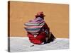 Old Woman with Sling Crouches on Sidewalk, Cusco, Peru-Jim Zuckerman-Stretched Canvas