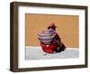 Old Woman with Sling Crouches on Sidewalk, Cusco, Peru-Jim Zuckerman-Framed Photographic Print