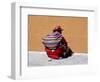 Old Woman with Sling Crouches on Sidewalk, Cusco, Peru-Jim Zuckerman-Framed Photographic Print