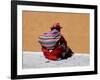 Old Woman with Sling Crouches on Sidewalk, Cusco, Peru-Jim Zuckerman-Framed Photographic Print