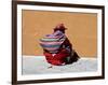 Old Woman with Sling Crouches on Sidewalk, Cusco, Peru-Jim Zuckerman-Framed Photographic Print