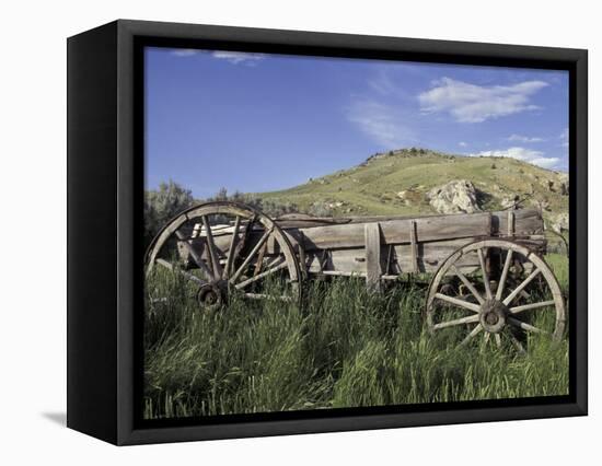 Old Wood Wagon near Mining Ghost Town at Bannack State Park, Montana, USA-Jamie & Judy Wild-Framed Stretched Canvas