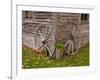 Old Wooden Barn with Wagon Wheels in Rural New England, Maine, USA-Joanne Wells-Framed Photographic Print