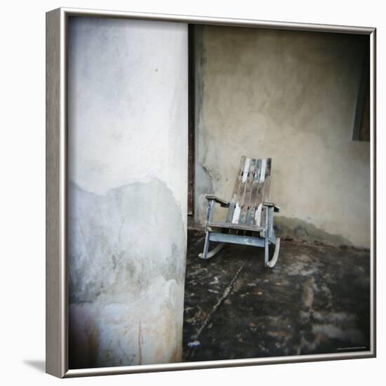 Old Wooden Chair on Porch, Vinales, Cuba, West Indies, Central America-Lee Frost-Framed Photographic Print