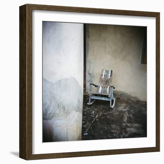 Old Wooden Chair on Porch, Vinales, Cuba, West Indies, Central America-Lee Frost-Framed Photographic Print