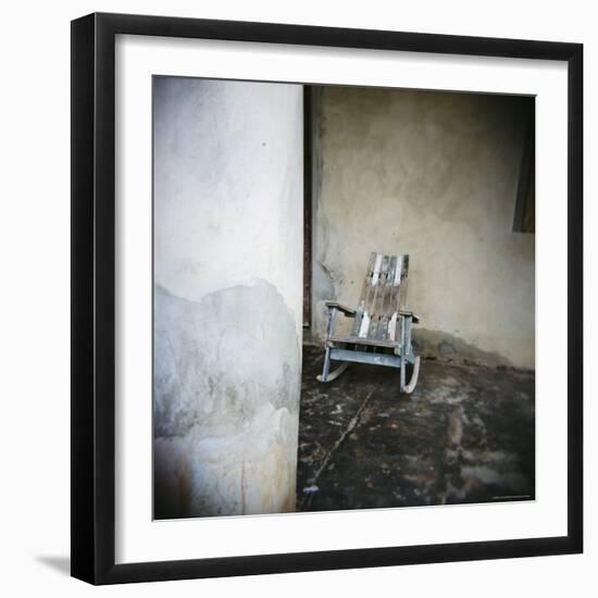 Old Wooden Chair on Porch, Vinales, Cuba, West Indies, Central America-Lee Frost-Framed Photographic Print