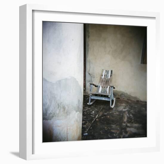 Old Wooden Chair on Porch, Vinales, Cuba, West Indies, Central America-Lee Frost-Framed Photographic Print