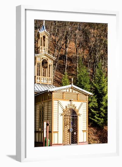 Old Wooden Chapel on Water - Ojcow, Poland.-Curioso Travel Photography-Framed Photographic Print