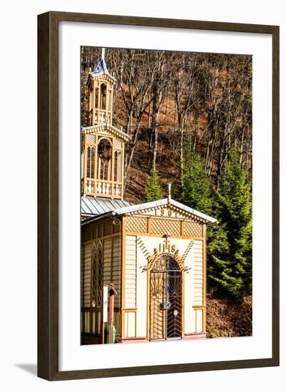 Old Wooden Chapel on Water - Ojcow, Poland.-Curioso Travel Photography-Framed Photographic Print