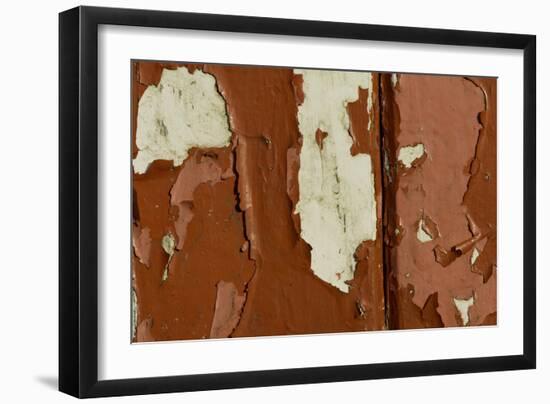 Old wooden door with red paint flaking, Cumbria, England-Wayne Hutchinson-Framed Photographic Print