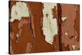 Old wooden door with red paint flaking, Cumbria, England-Wayne Hutchinson-Stretched Canvas