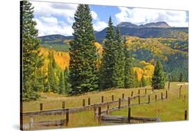 Old Wooden Fence and Autumn Colors in the San Juan Mountains of Colorado-John Alves-Stretched Canvas