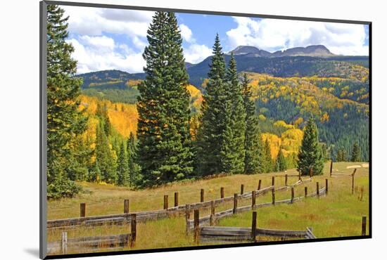 Old Wooden Fence and Autumn Colors in the San Juan Mountains of Colorado-John Alves-Mounted Photographic Print