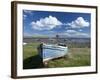 Old Wooden Fishing Boat on a Grassy Bank with Lindisfarne Harbour and Lindisfarne Castle, Holy Isla-Lee Frost-Framed Photographic Print