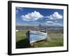 Old Wooden Fishing Boat on a Grassy Bank with Lindisfarne Harbour and Lindisfarne Castle, Holy Isla-Lee Frost-Framed Photographic Print