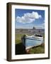 Old Wooden Fishing Boat on a Grassy Bank with Lindisfarne Harbour and Lindisfarne Castle, Holy Isla-Lee Frost-Framed Photographic Print