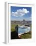 Old Wooden Fishing Boat on a Grassy Bank with Lindisfarne Harbour and Lindisfarne Castle, Holy Isla-Lee Frost-Framed Photographic Print