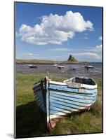 Old Wooden Fishing Boat on a Grassy Bank with Lindisfarne Harbour and Lindisfarne Castle, Holy Isla-Lee Frost-Mounted Photographic Print
