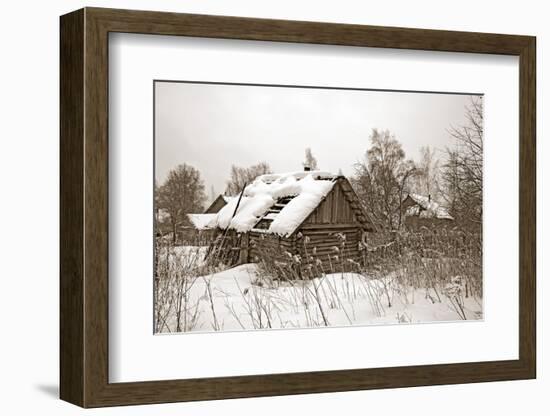 Old Wooden House amongst Winter Snow-basel101658-Framed Photographic Print