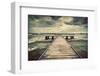 Old Wooden Jetty, Pier, during Storm on the Sea. Dramatic Sky with Dark, Heavy Clouds. Vintage-Michal Bednarek-Framed Photographic Print