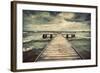 Old Wooden Jetty, Pier, during Storm on the Sea. Dramatic Sky with Dark, Heavy Clouds. Vintage-Michal Bednarek-Framed Photographic Print