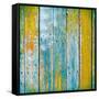 Old Wooden Planks Painted with Paint Cracked by a Rustic Background-Elena Larina-Framed Stretched Canvas