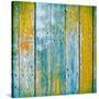 Old Wooden Planks Painted with Paint Cracked by a Rustic Background-Elena Larina-Stretched Canvas