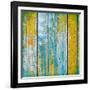 Old Wooden Planks Painted with Paint Cracked by a Rustic Background-Elena Larina-Framed Art Print