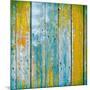 Old Wooden Planks Painted with Paint Cracked by a Rustic Background-Elena Larina-Mounted Art Print