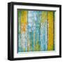 Old Wooden Planks Painted with Paint Cracked by a Rustic Background-Elena Larina-Framed Art Print