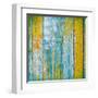 Old Wooden Planks Painted with Paint Cracked by a Rustic Background-Elena Larina-Framed Art Print