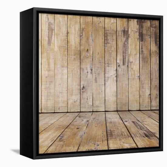 Old Wooden Room, Retro Background-Vlntn-Framed Stretched Canvas