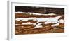 old wooden wall of hut, snowdrift, medium close-up, detail-Martin Ley-Framed Photographic Print