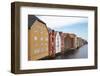 Old wooden warehouses on the Nidelva River in Trondheim, Trondelag-Ellen Rooney-Framed Photographic Print