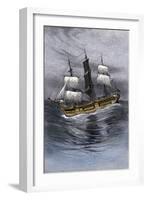 Old Wooden Whaling-Ship under Sail-null-Framed Giclee Print