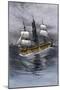 Old Wooden Whaling-Ship under Sail-null-Mounted Giclee Print