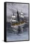 Old Wooden Whaling-Ship under Sail-null-Framed Stretched Canvas