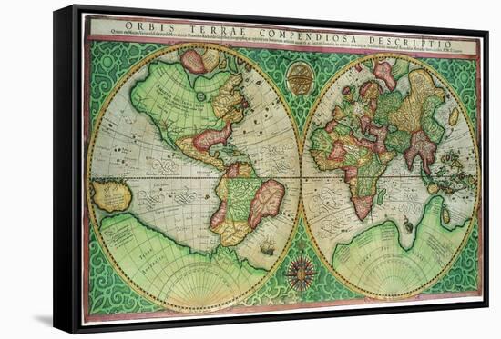 Old World Map 1587-null-Framed Stretched Canvas