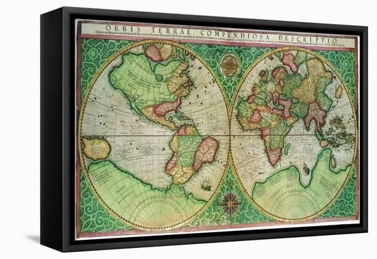 Old World Map 1587-null-Framed Stretched Canvas