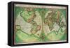 Old World Map 1587-null-Framed Stretched Canvas